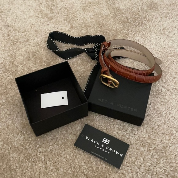Black & Brown Lou Croc-effect leather belt